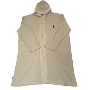 Polo Ralph Lauren Tan Hooded Waffle Knit Robe L/XL **Missing belt**